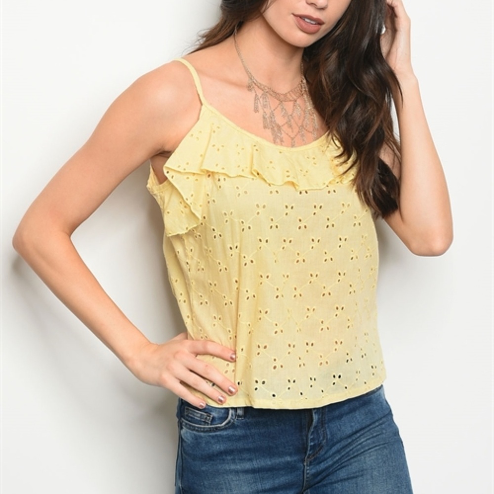 Cheeky Yellow Eyelet Top - Picture 2 of 6